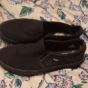 Womens Black On Black Vans Size 8 Like New Slup Ons